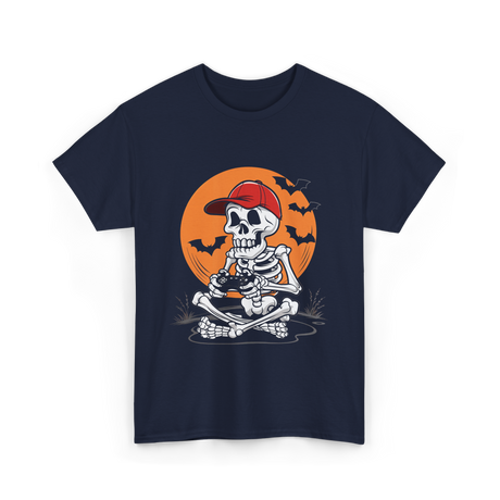 Skeleton Gamer Halloween Video Game T-Shirt - Navy