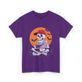 Skeleton Gamer Halloween Video Game T-Shirt - Purple