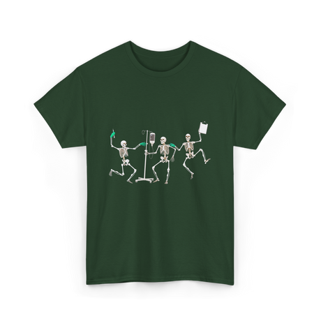 Skeleton Halloween Healthcare Nurse T-Shirt - Forest Green