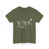 Skeleton Halloween Healthcare Nurse T-Shirt - Military Green