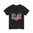 Skeleton Hand Heart Patriotic Love T-Shirt - Black