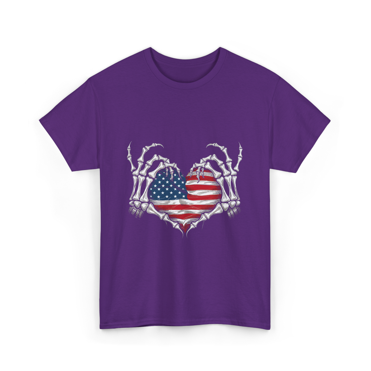 Skeleton Hand Heart Patriotic Love T-Shirt - Purple