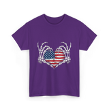 Skeleton Hand Heart Patriotic Love T-Shirt - Purple