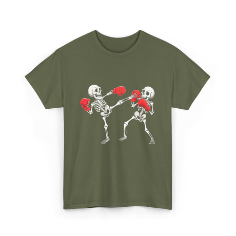 Skeleton Kickboxing Fighters Kickboxing T-Shirt - Military Green