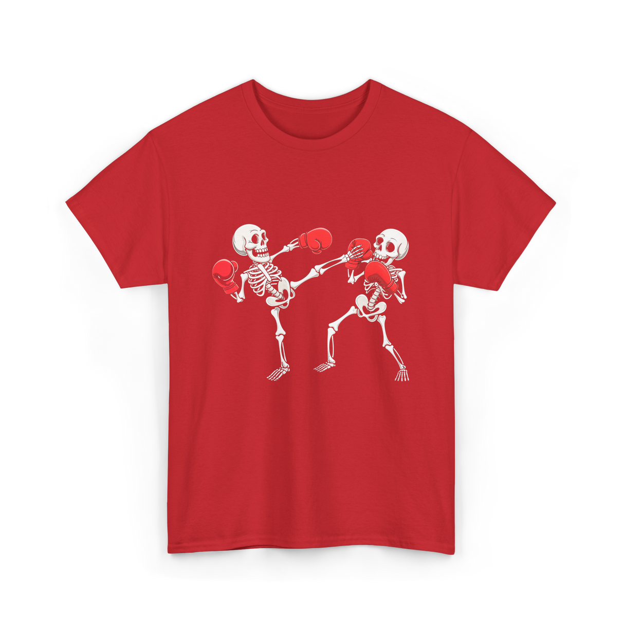 Skeleton Kickboxing Fighters Kickboxing T-Shirt - Red