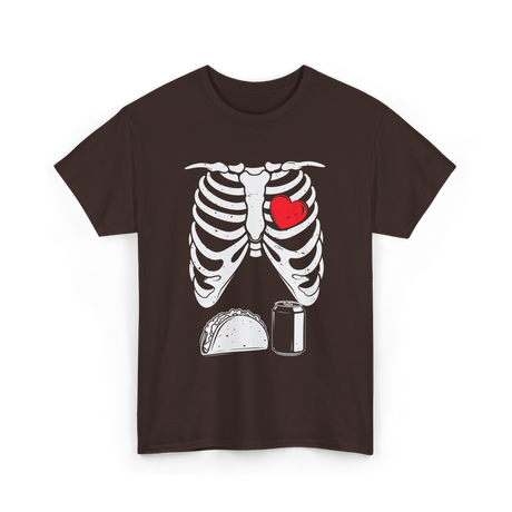 Skeleton Love Taco Beer T-Shirt - Dark Chocolate