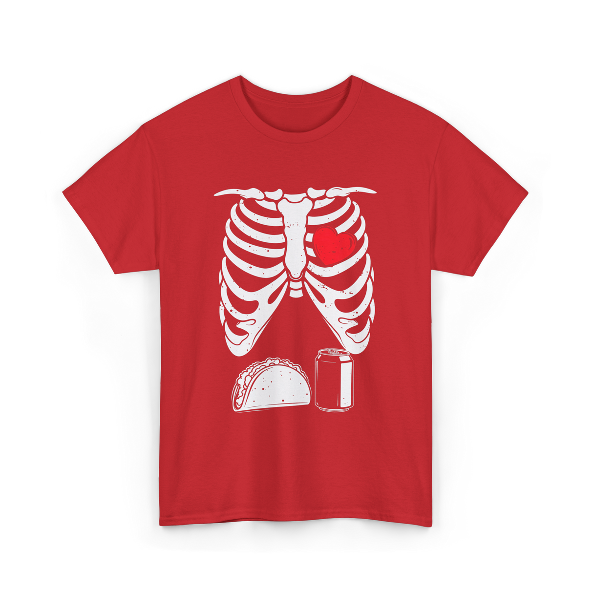 Skeleton Love Taco Beer T-Shirt - Red