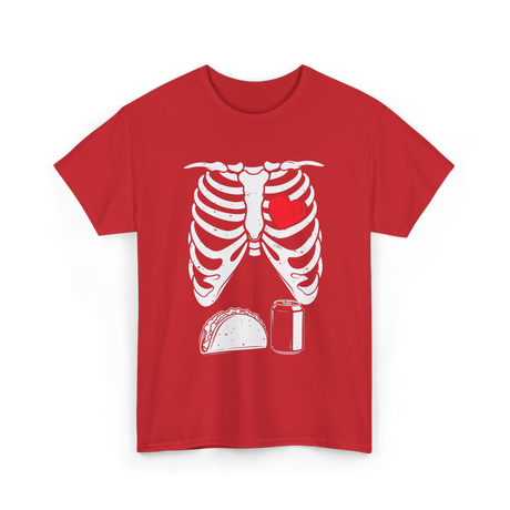 Skeleton Love Taco Beer T-Shirt - Red