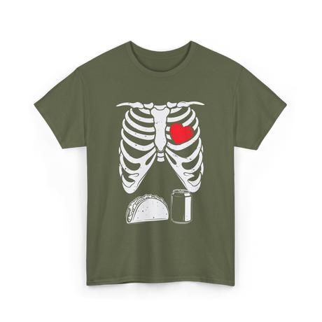 Skeleton Love Taco Beer T-Shirt - Military Green