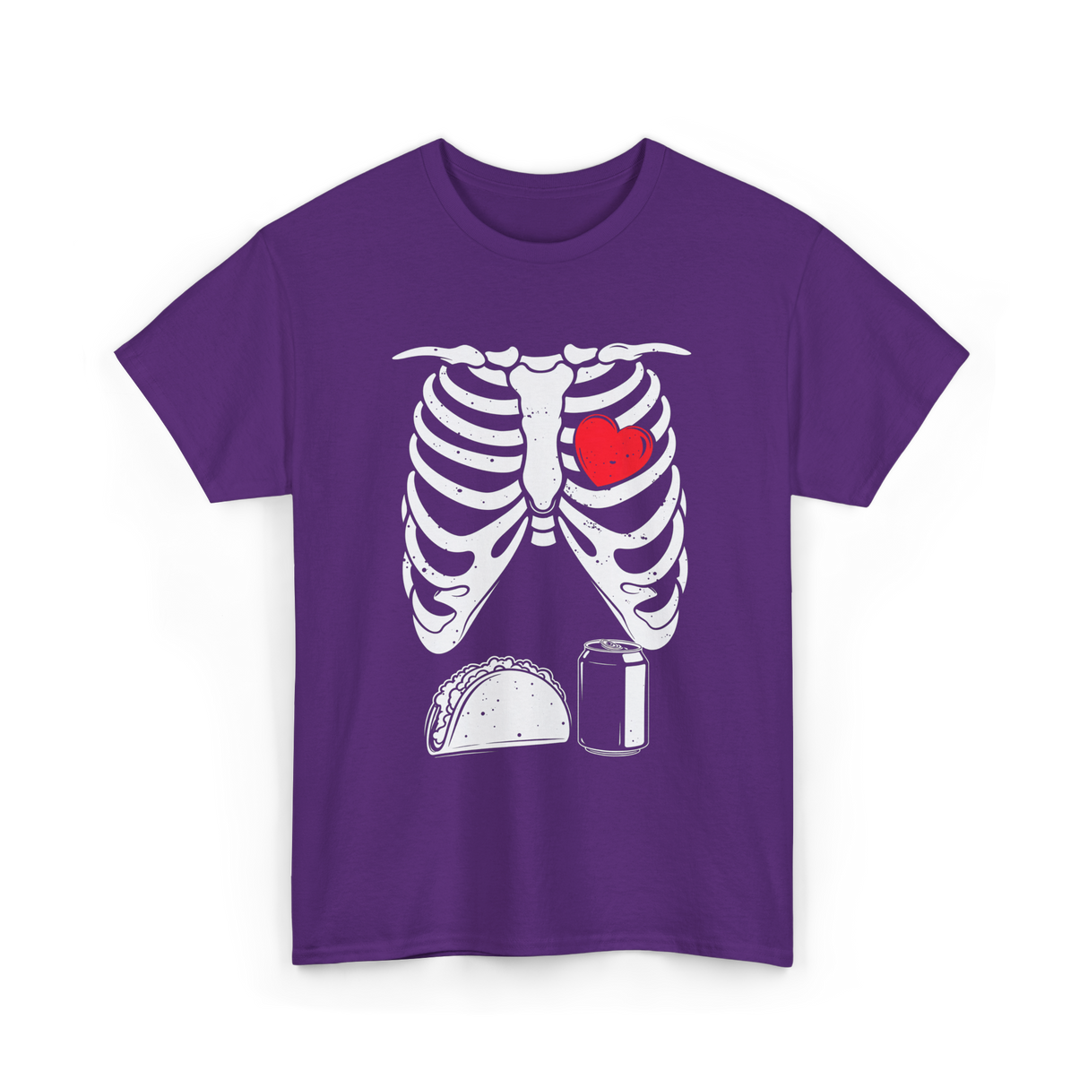 Skeleton Love Taco Beer T-Shirt - Purple