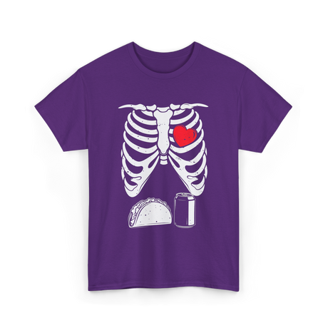 Skeleton Love Taco Beer T-Shirt - Purple