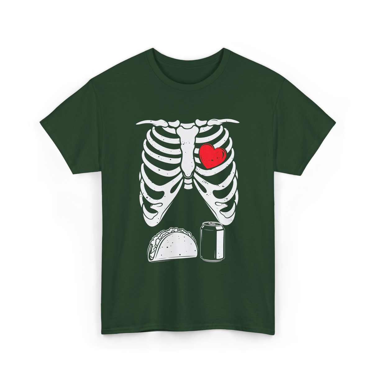 Skeleton Love Taco Beer T-Shirt - Forest Green