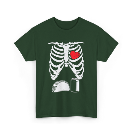 Skeleton Love Taco Beer T-Shirt - Forest Green