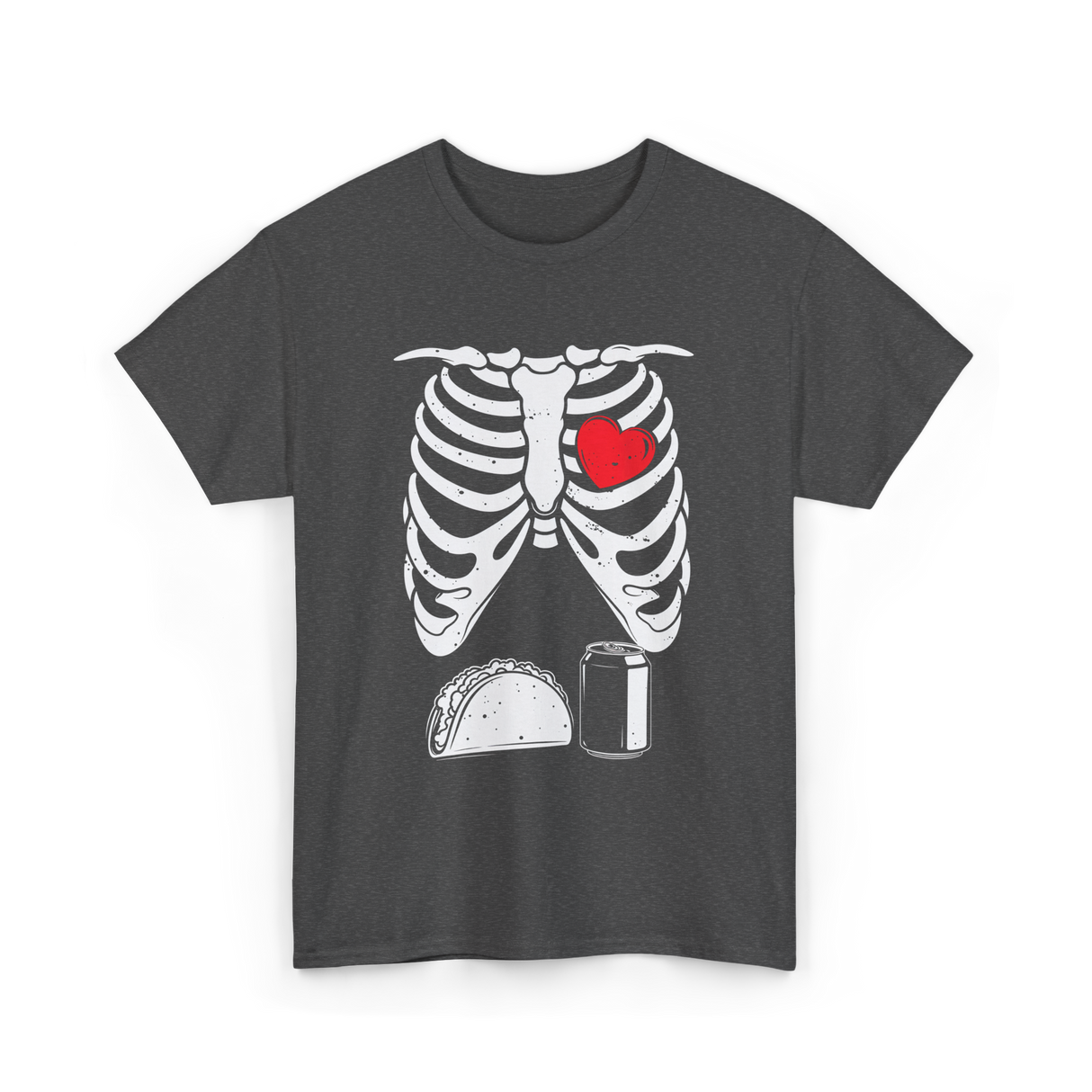 Skeleton Love Taco Beer T-Shirt - Dark Heather