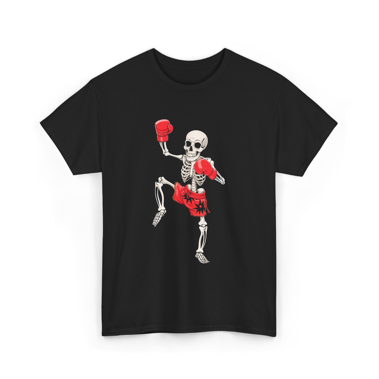 Skeleton Muay Thai Fighter Kickboxing T-Shirt - Black