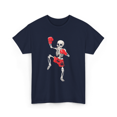 Skeleton Muay Thai Fighter Kickboxing T-Shirt - Navy