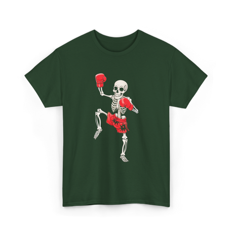 Skeleton Muay Thai Fighter Kickboxing T-Shirt - Forest Green