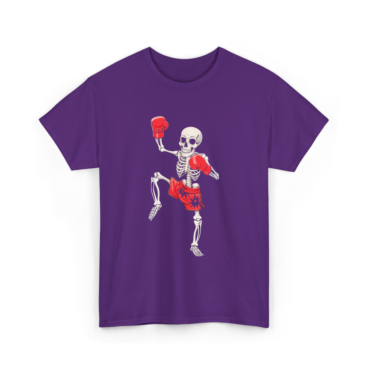 Skeleton Muay Thai Fighter Kickboxing T-Shirt - Purple