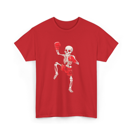 Skeleton Muay Thai Fighter Kickboxing T-Shirt - Red