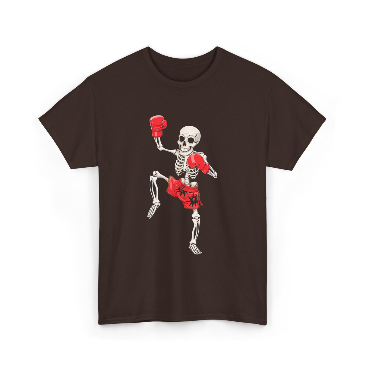 Skeleton Muay Thai Fighter Kickboxing T-Shirt - Dark Chocolate