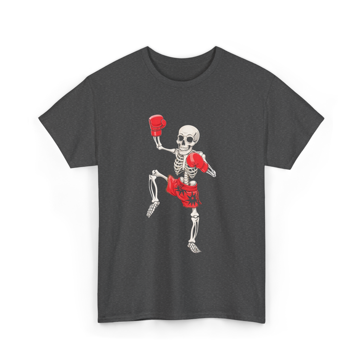 Skeleton Muay Thai Fighter Kickboxing T-Shirt - Dark Heather