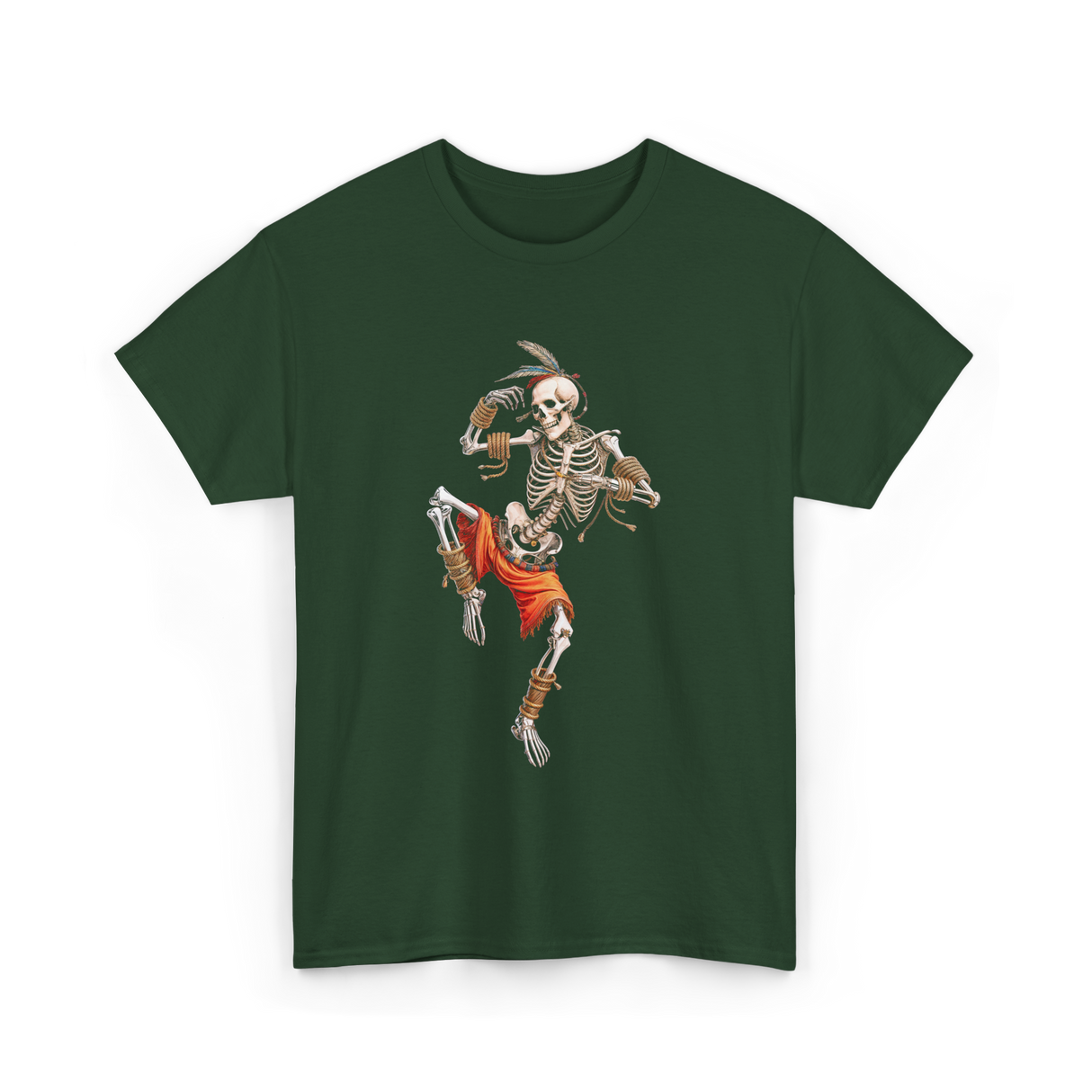 Skeleton Muay Thai Skeleton Martial Arts T-Shirt - Forest Green