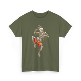 Skeleton Muay Thai Skeleton Martial Arts T-Shirt - Military Green