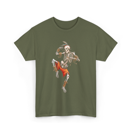 Skeleton Muay Thai Skeleton Martial Arts T-Shirt - Military Green