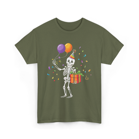 Skeleton Party Halloween T-Shirt - Military Green