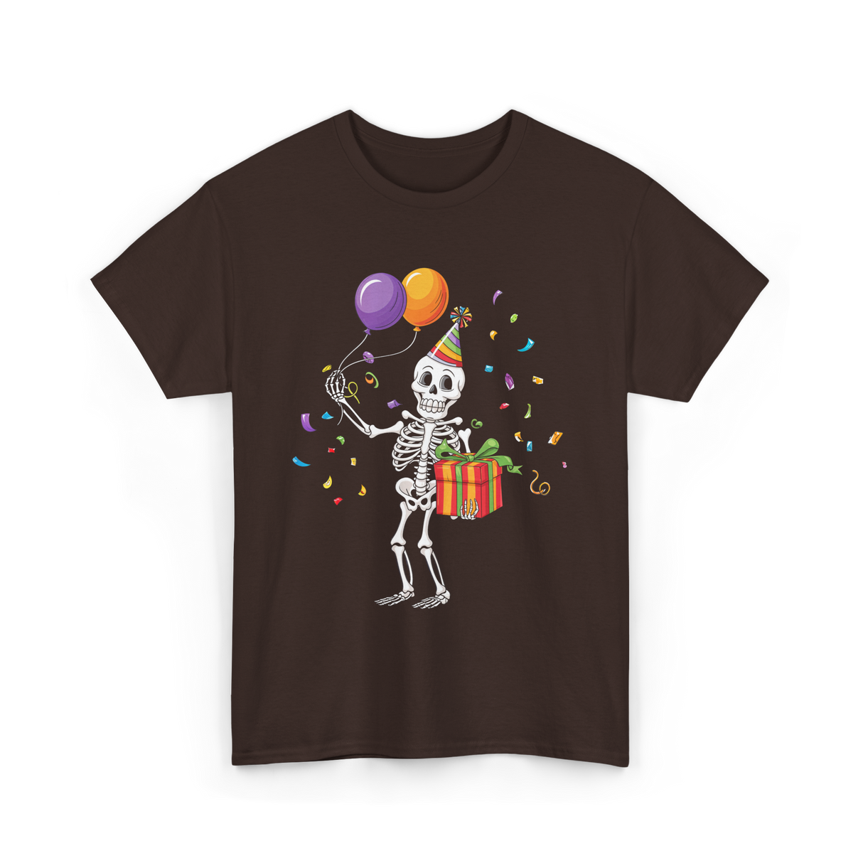 Skeleton Party Halloween T-Shirt - Dark Chocolate