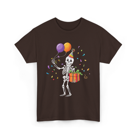 Skeleton Party Halloween T-Shirt - Dark Chocolate