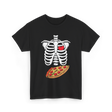 Skeleton Pizza Heart T-Shirt - Black