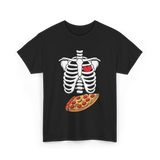 Skeleton Pizza Heart T-Shirt - Black