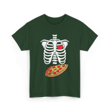 Skeleton Pizza Heart T-Shirt - Forest Green