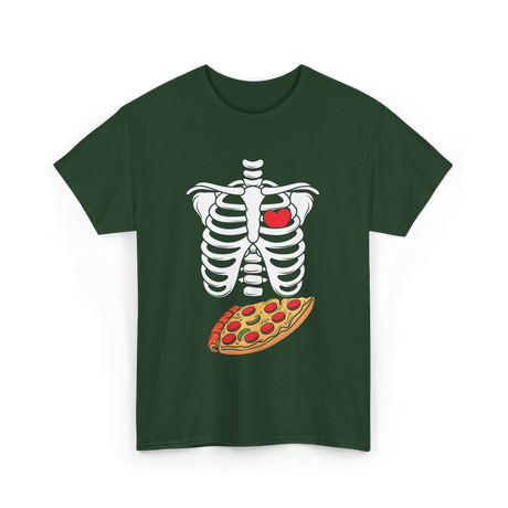 Skeleton Pizza Heart T-Shirt - Forest Green