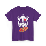 Skeleton Pizza Heart T-Shirt - Purple