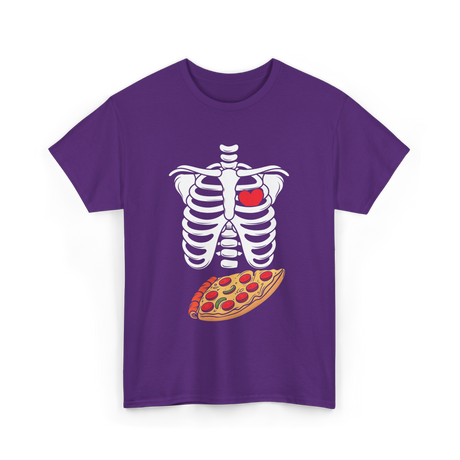 Skeleton Pizza Heart T-Shirt - Purple