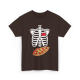 Skeleton Pizza Heart T-Shirt - Dark Chocolate