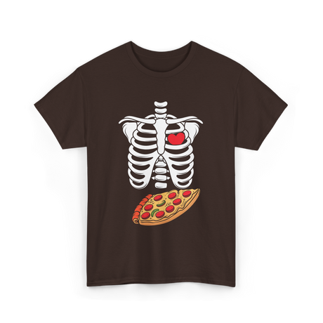 Skeleton Pizza Heart T-Shirt - Dark Chocolate