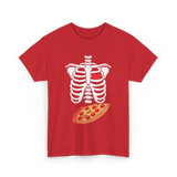 Skeleton Pizza Heart T-Shirt - Red