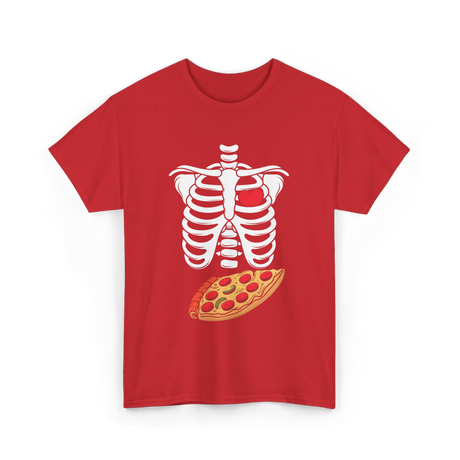 Skeleton Pizza Heart T-Shirt - Red