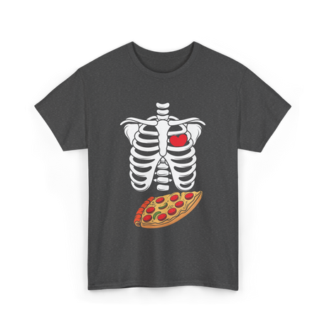 Skeleton Pizza Heart T-Shirt - Dark Heather