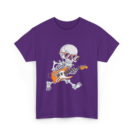 Skeleton Playing Guitar Rock T-Shirt - Purple