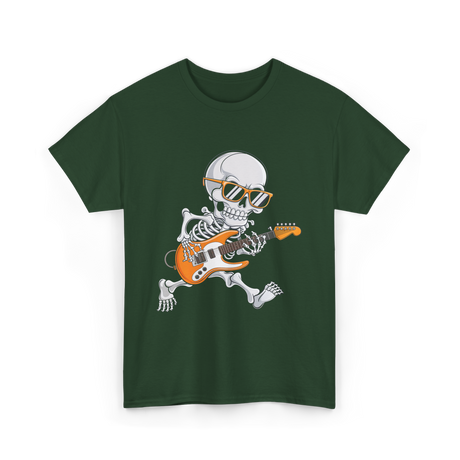 Skeleton Playing Guitar Rock T-Shirt - Forest Green