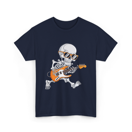 Skeleton Playing Guitar Rock T-Shirt - Navy