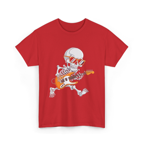 Skeleton Playing Guitar Rock T-Shirt - Red