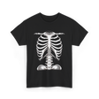 Skeleton Rib Cage Skeleton Illustration T-Shirt - Black