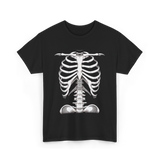 Skeleton Rib Cage Skeleton Illustration T-Shirt - Black