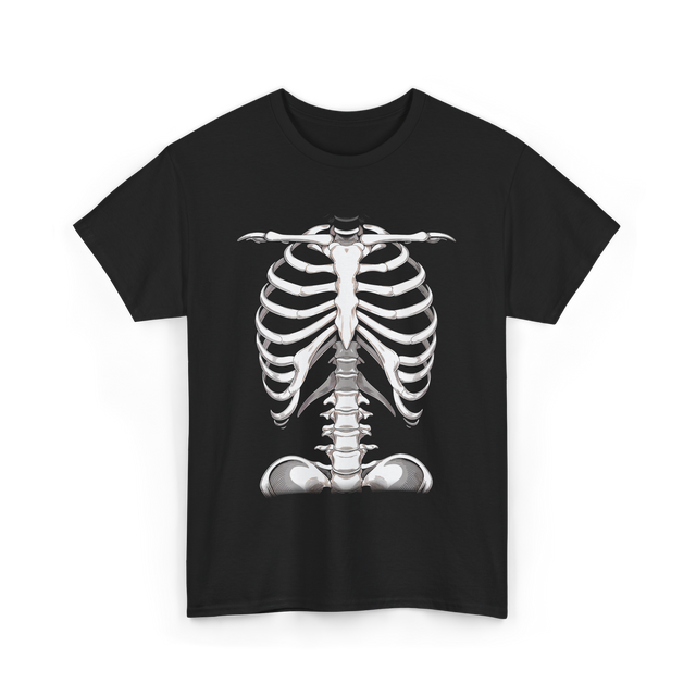 Skeleton Rib Cage Skeleton Illustration T-Shirt - Black