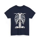 Skeleton Rib Cage Skeleton Illustration T-Shirt - Navy